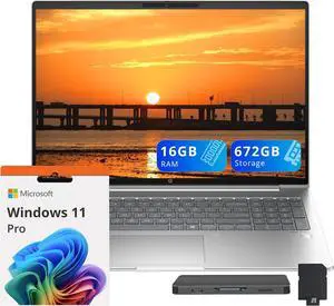 HP ProBook 460 G11 16" WUXGA Business Laptop, Intel Ultra 5 125U, 16GB RAM, 672GB Storage (512GB SSD+160GB Docking Station Set), Backlit Keyboard, Fingerprint Reader, Win 11 Pro, Silver