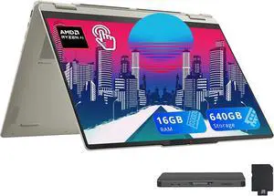 Lenovo Yoga 7 16" WUXGA 2-in-1 x360 Touchscreen Laptop, AMD Ryzen AI 5 340 16GB RAM, 640GB Storage(512GB SSD+128GB Docking), AMD Radeon 840M, Backlit Keyboard, Fingerprint, Win 11, Seashell