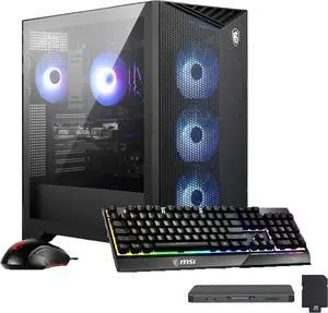 MSI Aegis R2 Gaming Desktop, Intel i7-14700F 32GB DDR5 RAM, 2TB SSD, NVIDIA GeForce RTX 5060Ti 16GB GPU, RGB Cooling, Keyboard & Mouse, Win 11, 1TB Docking Station Set, Black