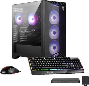 MSI Aegis R2 Gaming Desktop, Intel i7-14700F 64GB DDR5 RAM, 4TB SSD, NVIDIA GeForce RTX 5060Ti 16GB GPU, RGB Cooling, Keyboard & Mouse, Win 11 Pro, 1TB Docking Station Set, Black