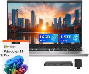 Dell 15 15.6" FHD Business Laptop, Intel Core i7-1355U, 16GB RAM, 1.5TB Storage(512GB SSD+1TB Docking Station Set), Intel UHD Graphics, Backlit Keyboard, Number Pad, Win 11 Pro, Silver