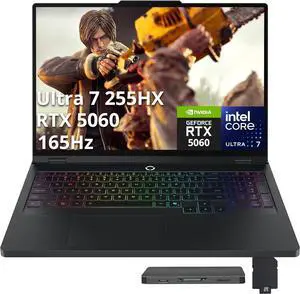 Lenovo Legion Pro 5i 16" WQXGA OLED 165Hz Gaming Laptop, Intel Ultra 7 255HX, 16GB RAM, 1TB SSD, NVIDIA GeForce RTX 5060, Backlit Keyboard, Windows 11 Pro, Black, 1TB Docking Station Set