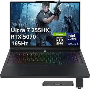 Lenovo Legion Pro 5i 16" WQXGA 165Hz Gaming Laptop, Intel 20-core Ultra 7 255HX (Beats Intel i9-14900HX), 16GB RAM, 1TB SSD, GeForce RTX 5070, Backlit kb, Win 11 Pro, Black, 1TB Docking Station