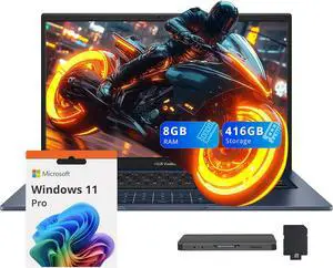 ASUS Vivobook 14 14'' FHD IPS Business Laptop, Intel Core 5-120U, 8GB RAM, 416GB Storage (256GB SSD+160GB Docking Station Set), Intel Graphics, Numeric Keypad Windows 11 Pro, Quiet Blue