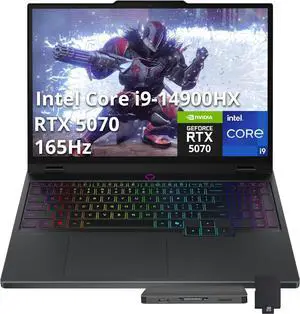 Lenovo Legion 5 15.1" WQXGA 165Hz Gaming Laptop, Intel i9 14900HX, 32GB DDR5, 1TB PCIe SSD, NVIDIA GeForce RTX 5070, 24-Zone RGB Backlit Keyboard, Win 11, Black, 1TB Docking Station Set