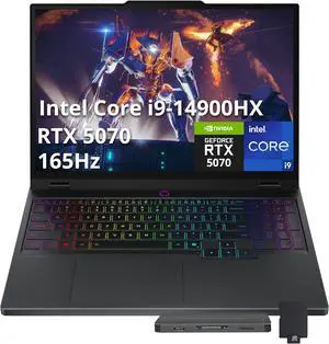 Lenovo Legion 5 15.1" WQXGA 165Hz Gaming Laptop, Intel i9 14900HX, 32GB DDR5, 1TB PCIe SSD, NVIDIA GeForce RTX 5070, 24-Zone RGB Backlit Keyboard, Win 11 Pro, Black, 1TB Docking Station Set