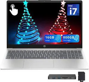 HP 15.6" FHD Touchscreen Business Laptop, Intel Core i7-1355U, 16GB RAM, 800GB Storage(512GB SSD+288GB Docking Station Set), Intel Iris Xe Graphics, Numeric Keypad, Windows 11 Home, Silver