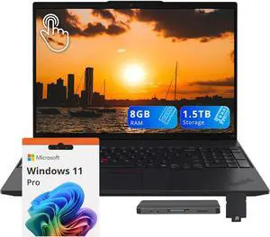 Lenovo ThinkPad L16 G2 16" WUXGA Touchscreen Laptop, Intel Core Ultra 5 225U, 8GB DDR5, 1.5TB Storage (512GB SSD+1TB Docking Station Set), Backlit Keyboard, Fingerprint Reader, Win 11 Pro, Black