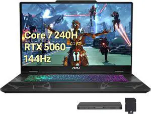 MSI Cyborg 15.6" 144Hz FHD Gaming Laptop, Intel Core 7-240H, 16GB RAM,1.5TB Storage (512GB SSD+1TB Docking Station), NVIDIA GeForce RTX 5060, Backlit Keyboard, Numeric Pad, Win 11, Black MSI Cyborg 15.6" 144Hz FHD Gaming Laptop, Intel Core 7-240H, 16GB RAM,1.5TB Storage (512GB SSD+1TB Docking Station), NVIDIA GeForce RTX 5060, Backlit Keyboard, Numeric Pad, Win 11, Black