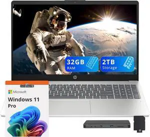 HP 15.6" FHD Business Laptop, Intel Core i3 N305, 32GB DDR4, 2TB Storage (1TB SSD+1TB Docking Station Set), Intel UHD Graphics, Fingerprint Reader, Numeric Keypad, Win 11 Pro, Silver HP 15.6" FHD Business Laptop, Intel Core i3 N305, 32GB DDR4, 2TB Storage (1TB SSD+1TB Docking Station Set), Intel UHD Graphics, Fingerprint Reader, Numeric Keypad, Win 11 Pro, Silver