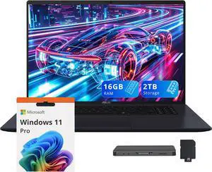 ASUS Vivobook 18 18.4" WUXGA 144Hz Business Laptop, AMD Ryzen 7 260, 16GB DDR5, 2TB Storage (1TB SSD+1TB Docking Station), AMD Radeon Graphics, Copilot+ PC, Backlit Keyboard, Win 11 Pro, Blue ASUS Vivobook 18 18.4" WUXGA 144Hz Business Laptop, AMD Ryzen 7 260, 16GB DDR5, 2TB Storage (1TB SSD+1TB Docking Station), AMD Radeon Graphics, Copilot+ PC, Backlit Keyboard, Win 11 Pro, Blue