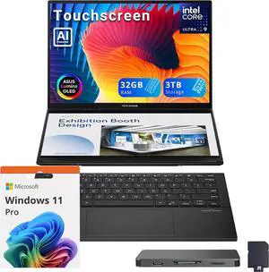 ASUS Zenbook Duo AI Powered 2-in-1 Laptop, Dual 14" WUXGA OLED Touchscreen Display, Intel Ultra 9 285H, 32GB LPDDR5X, 3TB Storage (2TB SSD+1TB Docking Station), Backlit Keyboard, Win 11 Pro, Gray ASUS Zenbook Duo AI Powered 2-in-1 Laptop, Dual 14" WUXGA OLED Touchscreen Display, Intel Ultra 9 285H, 32GB LPDDR5X, 3TB Storage (2TB SSD+1TB Docking Station), Backlit Keyboard, Win 11 Pro, Gray