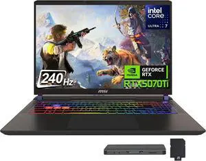 MSI Vector 16 HX AI 16" QHD+ 240Hz Gaming Laptop, Intel Core Ultra 7 255HX, GeForce RTX 5070 Ti, 32GB DDR5, 3TB Storage(2TB SSD+1TB Docking Station), 24-Zone RGB Keyboard, Win 11, Gray MSI Vector 16 HX AI 16" QHD+ 240Hz Gaming Laptop, Intel Core Ultra 7 255HX, GeForce RTX 5070 Ti, 32GB DDR5, 3TB Storage(2TB SSD+1TB Docking Station), 24-Zone RGB Keyboard, Win 11, Gray