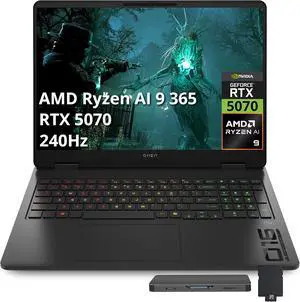 HP OMEN 16 16" WQXGA 240Hz IPS Gaming Laptop, AMD Ryzen AI 9 365, NVIDIA GeForce RTX 5070 8GB, 32GB DDR5, 2TB Storage(1TB SSD+1TB Docking Station Set), RGB Backlit Keyboard, WiFi 6E, Win 11 Pro, Black HP OMEN 16 16" WQXGA 240Hz IPS Gaming Laptop, AMD Ryzen AI 9 365, NVIDIA GeForce RTX 5070 8GB, 32GB DDR5, 2TB Storage(1TB SSD+1TB Docking Station Set), RGB Backlit Keyboard, WiFi 6E, Win 11 Pro, Black