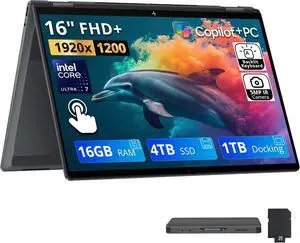 HP OmniBook X Flip 16" 2K Touchscreen 2-in-1 AI Laptop, Intel Core Ultra 7 256V, 16GB LPDDR5X, 5TB Storage (4TB SSD+1TB Docking Station), Intel Arc 140V, Backlit Keyboard, Win 11, Gray HP OmniBook X Flip 16" 2K Touchscreen 2-in-1 AI Laptop, Intel Core Ultra 7 256V, 16GB LPDDR5X, 5TB Storage (4TB SSD+1TB Docking Station), Intel Arc 140V, Backlit Keyboard, Win 11, Gray