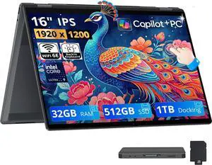 HP OmniBook X Flip 2-in-1 16" 2K Touchscreen Laptop, Intel Ultra 9 288V, 32GB LPDDR5X, 1.5TB Storage (512GB SSD+1TB Docking Station), Intel Arc 140V, Backlit Keyboard, Copilot+ PC, Win 11, Gray HP OmniBook X Flip 2-in-1 16" 2K Touchscreen Laptop, Intel Ultra 9 288V, 32GB LPDDR5X, 1.5TB Storage (512GB SSD+1TB Docking Station), Intel Arc 140V, Backlit Keyboard, Copilot+ PC, Win 11, Gray