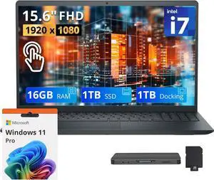 Dell 15 15.6" FHD Touchscreen Laptop, Intel Core i7 1355U, 16GB DDR5, 2TB Storage(1TB SSD+1TB Docking Station), Intel UHD Graphics, Numeric Keypad, Wi-Fi 6, Win 11 Pro, Black Dell 15 15.6" FHD Touchscreen Laptop, Intel Core i7 1355U, 16GB DDR5, 2TB Storage(1TB SSD+1TB Docking Station), Intel UHD Graphics, Numeric Keypad, Wi-Fi 6, Win 11 Pro, Black