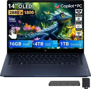 HP OmniBook X 14" 3K OLED Touch Laptop, Intel Core Ultra 7 355, 16GB LPDDR5X, 5TB Storage (4TB SSD+1TB Docking Station), Copilot+ PC, Backlit Keyboard, IR Camera, Wi-Fi 7, Win 11, Silver HP OmniBook X 14" 3K OLED Touch Laptop, Intel Core Ultra 7 355, 16GB LPDDR5X, 5TB Storage (4TB SSD+1TB Docking Station), Copilot+ PC, Backlit Keyboard, IR Camera, Wi-Fi 7, Win 11, Silver