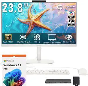 HP OmniStudio 23.8" FHD All-in-One Desktop, Intel N150 Processor, 8GB DDR5, 288GB Storage (128GB UFS+160GB Docking Station Set), Intel Graphics, Keyboard & Mouse, Win11 Pro, White HP OmniStudio 23.8" FHD All-in-One Desktop, Intel N150 Processor, 8GB DDR5, 288GB Storage (128GB UFS+160GB Docking Station Set), Intel Graphics, Keyboard & Mouse, Win11 Pro, White
