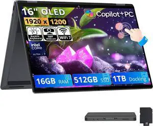 HP OmniBook X Flip 16" 2K OLED 2-in-1 AI Laptop,Intel Core Ultra 7 355,16GB LPDDR5x,512GB SSD+1TB Dock Set,Intel graphics,Backlit Keyboard,Win 11,Gray HP OmniBook X Flip 16" 2K OLED 2-in-1 AI Laptop,Intel Core Ultra 7 355,16GB LPDDR5x,512GB SSD+1TB Dock Set,Intel graphics,Backlit Keyboard,Win 11,Gray