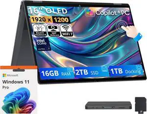 HP OmniBook X Flip 16" 2K OLED 2-in-1 AI Laptop,Intel Core Ultra 7 355,16GB LPDDR5x,2TB SSD+1TB Dock Set,Intel graphics,Backlit Keyboard,Win 11 Pro,Gray HP OmniBook X Flip 16" 2K OLED 2-in-1 AI Laptop,Intel Core Ultra 7 355,16GB LPDDR5x,2TB SSD+1TB Dock Set,Intel graphics,Backlit Keyboard,Win 11 Pro,Gray