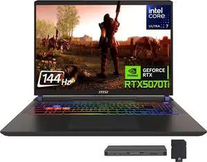 msi Vector 16 HX AI 16" FHD+ Gaming Laptop, Intel Core Ultra 7 255HX, RTX 5070Ti 12GB GDDR7, 16GB DDR5, 2TB Storage(1TB SSD+1TB Docking Station Set), WiFi 6E, Backlit Keyboard, Win 11, Gray msi Vector 16 HX AI 16" FHD+ Gaming Laptop, Intel Core Ultra 7 255HX, RTX 5070Ti 12GB GDDR7, 16GB DDR5, 2TB Storage(1TB SSD+1TB Docking Station Set), WiFi 6E, Backlit Keyboard, Win 11, Gray