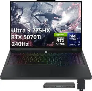 Lenovo Legion Pro 5 16" WQXGA 240Hz Gaming Laptop, Intel Ultra 9 275HX, GeForce RTX 5070 Ti, 32GB DDR5, 2TB Storage (1TB SSD+1TB Docking Station), 24-Zone RGB Backlit Keyboard, Win 11, Eclipse Black Lenovo Legion Pro 5 16" WQXGA 240Hz Gaming Laptop, Intel Ultra 9 275HX, GeForce RTX 5070 Ti, 32GB DDR5, 2TB Storage (1TB SSD+1TB Docking Station), 24-Zone RGB Backlit Keyboard, Win 11, Eclipse Black