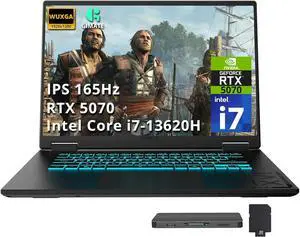 GIGABYTE A16 16" WUXGA 165Hz Gaming Laptop, Intel Core i7-13620H, GeForce RTX 5070 8GB GDDR7, 16GB RAM, 2TB Storage (1TB SSD+1TB Docking Station Set), RGB Backlit Keyboard, Win 11 Pro, Black Steel GIGABYTE A16 16" WUXGA 165Hz Gaming Laptop, Intel Core i7-13620H, GeForce RTX 5070 8GB GDDR7, 16GB RAM, 2TB Storage (1TB SSD+1TB Docking Station Set), RGB Backlit Keyboard, Win 11 Pro, Black Steel