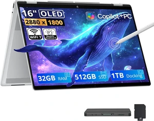 HP OmniBook 7 Flip 16" 3K 2-in-1 Touch Laptop, Intel Ultra 7 258V, 32GB RAM, 1.5TB Storage (512GB SSD+1TB Docking Station), Intel Arc 140V, Copilot+ PC, Backlit Keyboard, Stylus Pen, Win 11, Silver HP OmniBook 7 Flip 16" 3K 2-in-1 Touch Laptop, Intel Ultra 7 258V, 32GB RAM, 1.5TB Storage (512GB SSD+1TB Docking Station), Intel Arc 140V, Copilot+ PC, Backlit Keyboard, Stylus Pen, Win 11, Silver