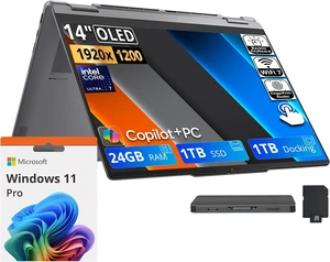 Lenovo Yoga 7i 2-in-1 14" 2K Touch Copilot+ PC Laptop, Intel Core Ultra 7 355, 24GB LPDDR5X, 2TB Storage (1TB SSD+1TB Docking Station), Backlit Keyboard, Fingerprint Reader, Win 11 Pro, Luna Grey Lenovo Yoga 7i 2-in-1 14" 2K Touch Copilot+ PC Laptop, Intel Core Ultra 7 355, 24GB LPDDR5X, 2TB Storage (1TB SSD+1TB Docking Station), Backlit Keyboard, Fingerprint Reader, Win 11 Pro, Luna Grey