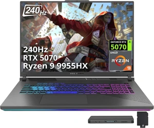ASUS ROG Strix G18 18" WQXGA 240Hz Gaming Laptop, AMD Ryzen 9 9955HX, NVIDIA GeForce RTX 5070, 32GB DDR5, 2TB Storage(1TB SSD+1TB Docking Station), 4-Zone RGB Backlit Keyboard, Win 11 Pro, Gray ASUS ROG Strix G18 18" WQXGA 240Hz Gaming Laptop, AMD Ryzen 9 9955HX, NVIDIA GeForce RTX 5070, 32GB DDR5, 2TB Storage(1TB SSD+1TB Docking Station), 4-Zone RGB Backlit Keyboard, Win 11 Pro, Gray