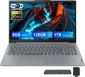 Lenovo IdeaPad Slim 3i 15.6" FHD Laptop, Intel Core i3-N305, 8GB LPDDR5, 1.12TB Storage(128GB UFS+1TB Docking Station), Intel UHD Graphics, Numeric Keypad, WiFi 6, Windows 11 Home, Grey Lenovo IdeaPad Slim 3i 15.6" FHD Laptop, Intel Core i3-N305, 8GB LPDDR5, 1.12TB Storage(128GB UFS+1TB Docking Station), Intel UHD Graphics, Numeric Keypad, WiFi 6, Windows 11 Home, Grey
