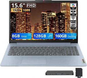 Lenovo IdeaPad Slim 3i 15.6" Full HD Laptop, Intel Processor N150, 8GB LPDDR5 RAM, 288GB Storage(128GB UFS+160GB Docking Station), Wi-Fi 6, 720p HD Privacy Webcam, Copilot, Win 11 Home, Frost Blue Lenovo IdeaPad Slim 3i 15.6" Full HD Laptop, Intel Processor N150, 8GB LPDDR5 RAM, 288GB Storage(128GB UFS+160GB Docking Station), Wi-Fi 6, 720p HD Privacy Webcam, Copilot, Win 11 Home, Frost Blue