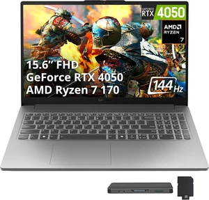 Lenovo LOQ 15.6" FHD 144Hz Gaming Laptop, AMD Ryzen 7 170, NVIDIA GeForce RTX 4050, 16GB DDR5, 1.5TB Storage(512GB SSD+1TB Docking Station Set), Backlit Keyboard, WiFi 6, Win 11 Pro, Luna Gray Lenovo LOQ 15.6" FHD 144Hz Gaming Laptop, AMD Ryzen 7 170, NVIDIA GeForce RTX 4050, 16GB DDR5, 1.5TB Storage(512GB SSD+1TB Docking Station Set), Backlit Keyboard, WiFi 6, Win 11 Pro, Luna Gray