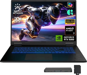 GIGABYTE A18 3VH 18" WQXGA 165Hz Gaming Laptop, AMD Ryzen 7 260, NVIDIA GeForce RTX 5060 8GB GDDR7, 16GB DDR5, 2TB Storage (1TB SSD+1TB Docking Station Set), 1-zone RGB Backlit Keyboard, Win 11, Black GIGABYTE A18 3VH 18" WQXGA 165Hz Gaming Laptop, AMD Ryzen 7 260, NVIDIA GeForce RTX 5060 8GB GDDR7, 16GB DDR5, 2TB Storage (1TB SSD+1TB Docking Station Set), 1-zone RGB Backlit Keyboard, Win 11, Black