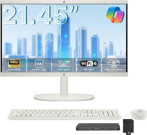 HP 21.45" FHD All-in-One Business Desktop, Intel Processor N200, 8GB DDR5, 288GB Storage (128GB UFS+160GB Docking Station), Intel UHD Graphics, Wireless Keyboard & Mouse, Wi-Fi 6, Win 11 S, White HP 21.45" FHD All-in-One Business Desktop, Intel Processor N200, 8GB DDR5, 288GB Storage (128GB UFS+160GB Docking Station), Intel UHD Graphics, Wireless Keyboard & Mouse, Wi-Fi 6, Win 11 S, White
