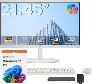 HP 21.45" FHD All-in-One Business Desktop, Intel Processor N200, 8GB DDR5, 288GB Storage (128GB UFS+160GB Docking Station), Intel UHD Graphics, Wireless Keyboard & Mouse, Wi-Fi 6, Win 11 Pro, White HP 21.45" FHD All-in-One Business Desktop, Intel Processor N200, 8GB DDR5, 288GB Storage (128GB UFS+160GB Docking Station), Intel UHD Graphics, Wireless Keyboard & Mouse, Wi-Fi 6, Win 11 Pro, White