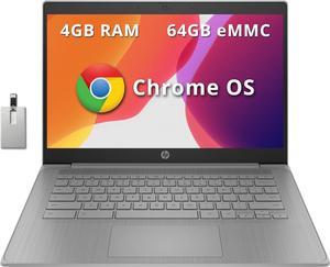 HP Chromebook 14" HD Laptop, Intel Celeron N4120, 4GB LPDDR4, 64GB eMMC, Intel UHD Graphics 600, Webcam, Bluetooth, Wi-Fi, Long Battery Life, Chrome OS, Modern Gray, 128GB Hotface USB Card