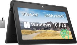 HP ProBook x360 116 HD Touchscreen 2in1 Laptop Intel Celeron N5100 4GB LPDDR4 RAM 64GB eMMC Storage HD Webcam Windows 10 Pro Black 32GB Hotface USB Card