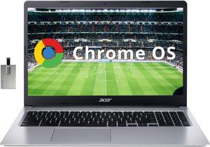 Acer Chromebook 315 15.6" HD Laptop, Intel Celeron N4020, 4GB RAM, 64GB eMMC, Intel UHD Graphics 600, Number Pad, 720p HD Camera, Wi-Fi 5, Bluetooth, Chrome OS, Silver, 128GB Hotface USB Card