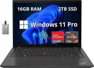 Lenovo Thinkpad T14 Gen 3 14.0" WUXGA Touchscreen 300 nits Laptop, AMD Ryzen 7 PRO 6850U, 16GB RAM, 2TB PCIe SSD, Backlit Keyboard, AMD Radeon 680M, Win11 Pro, Black, 32GB Hotface USB Card