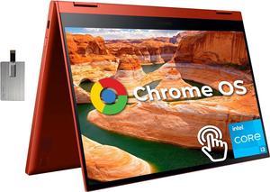 Samsung Galaxy Chromebook 2 Laptop, 13.3" QLED Touch Screen, Intel Core i3-10110U, 8GB RAM, 128GB eMMC, Intel UHD Graphics, Backlit Keyboard, Wi-Fi 6, Chrome OS, Fiesta Red, 128GB Hotface USB Card