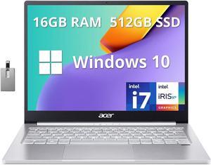 Acer Swift 3 135 QHD 2256 x 1504 Business Laptop Intel Core i71165G7 16GB RAM 512GB PCIe SSD Backlit Keyboard Fingerprint Reader Webcam Windows 10 Home Silver 32GB Hotface USB Card