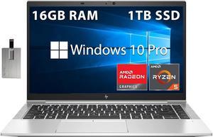 HP 14" EliteBook 845 G8 FHD Business Laptop, AMD Ryzen 5 PRO 5650U Processor, 16GB RAM, 1TB PCIe SSD, Backlit Keyboard, Fingerprint Reader, Win 10 Pro, Silver, Hotface 32GB USB Card