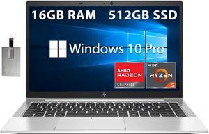 HP 14" EliteBook 845 G8 FHD Business Laptop, AMD Ryzen 5 PRO 5650U Processor, 16GB RAM, 512GB PCIe SSD, Backlit Keyboard, Fingerprint Reader, Win 10 Pro, Silver, Hotface DVD-RW 32GB USB Card