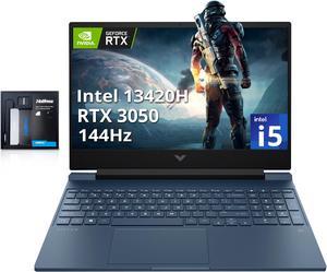HP Victus Gaming Laptop, 15.6" FHD 144Hz IPS Display,  Intel Core i5-13420H, 8GB RAM, 512GB PCIe SSD, NVIDIA GeForce RTX 3050, Backlit Keyboard, Wi-Fi 6, Win 11 Pro, Blue, 128GB Hotface Extension Set