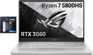ASUS ROG Zephyrus Gaming Laptop 14 FHD 144Hz IPSType Display AMD Ryzen 75800HS NVIDIA GeForce RTX 3060 6GB GDDR6 16GB RAM 512GB PCIe SSD Win 11 Home White 128GB Hotface Extension Set