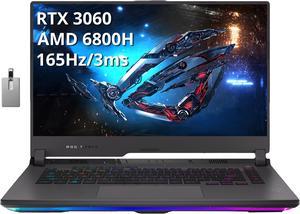 ASUS ROG Strix G15 156 165Hz WQHD Gaming Laptop AMD Ryzen7 6800H GeForce RTX 3060 16GB DDR5 1TB SSD RGB Keyboard VRReady Intelligent Cooling Gray Win 11 Pro 32GB Hotface SD Card