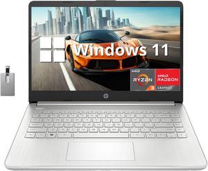 HP 14" FHD IPS-Type Lightweight Laptop, AMD Ryzen 3-3250U, 16GB RAM, 512GB PCIe SSD, AMD Radeon Graphics, True Vision HD Camera, Wi-Fi 5, Bluetooth, Win 11, Silver, 32GB USB Card