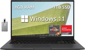 ASUS VivoBook S 15 Slim 156 FHD Laptop AMD Ryzen 5 5600H 8GB RAM 512GB SSD AMD Radeon Graphics Backlit Keyboard Webcam Windows 11 Home Indie Black 32GB Hotface USB Card